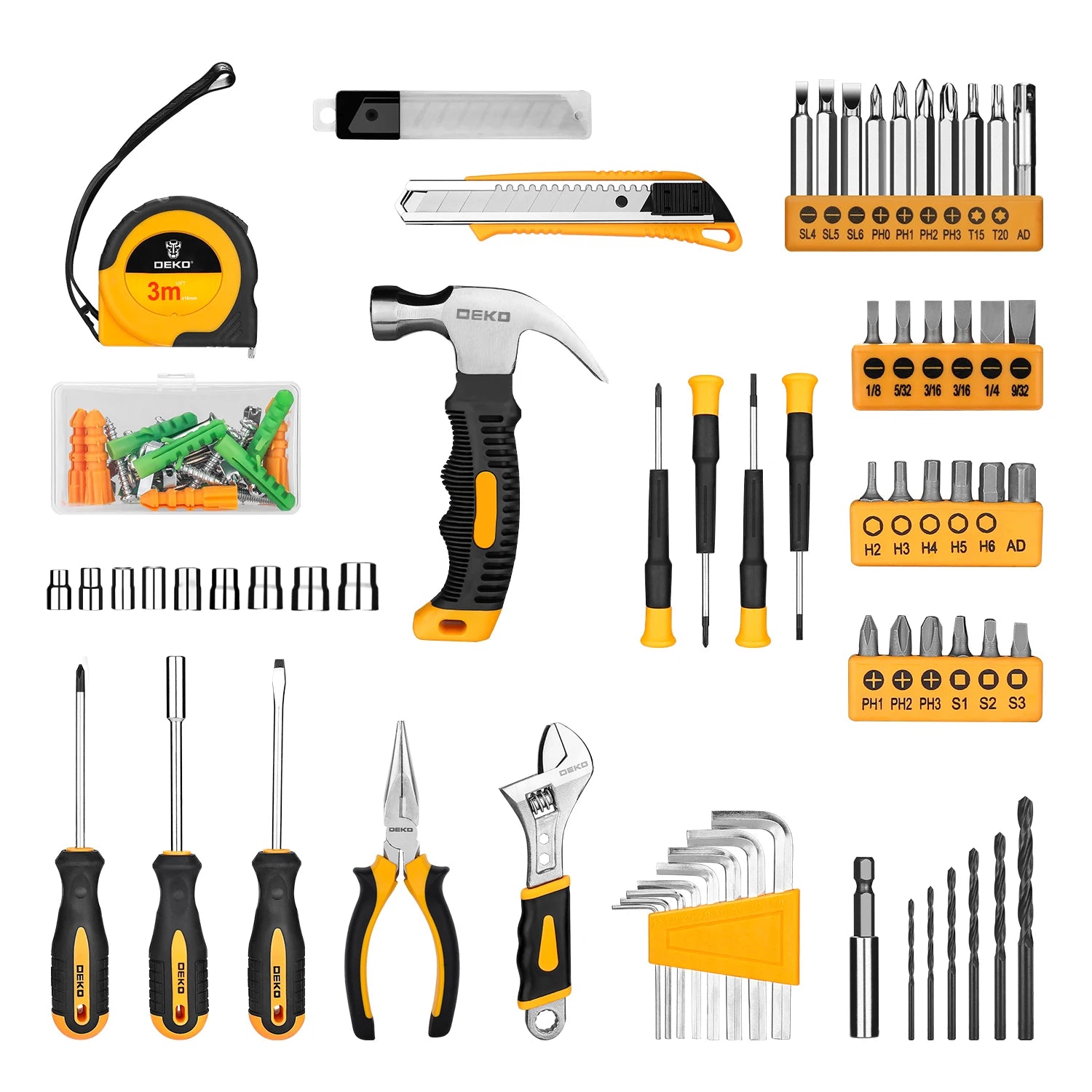 126Pcs Power Tool Combo Kit with 8V Cordless Drill, 10mm (3/8") Keyless Chuck, Professional Home Household DIY Hand Tool Kit