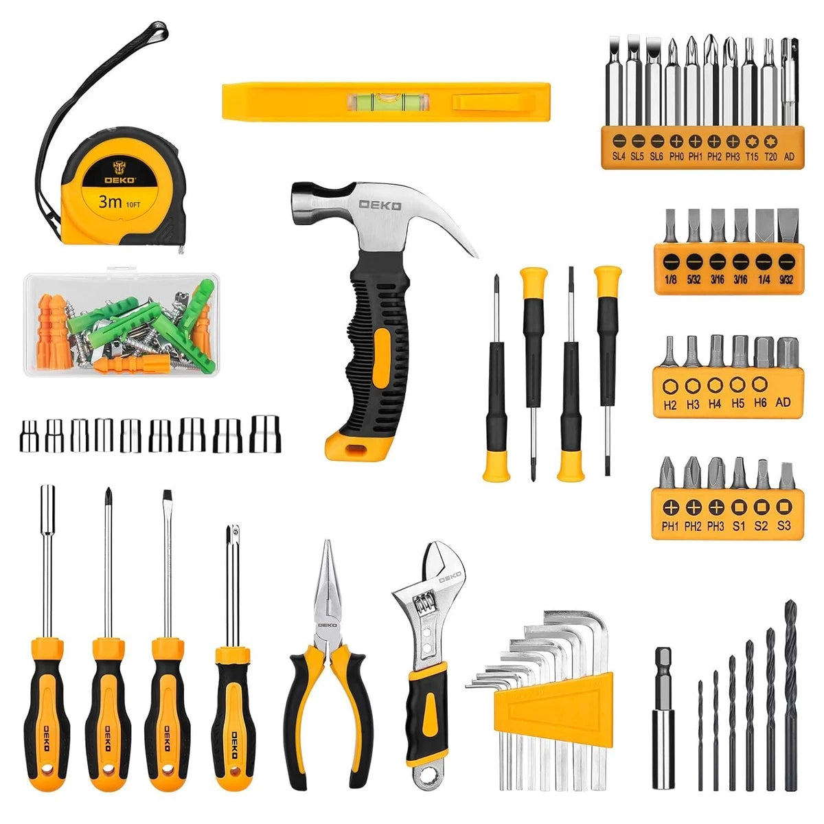 126Pcs Power Tool Combo Kit with 8V Cordless Drill, 10mm (3/8") Keyless Chuck, Professional Home Household DIY Hand Tool Kit